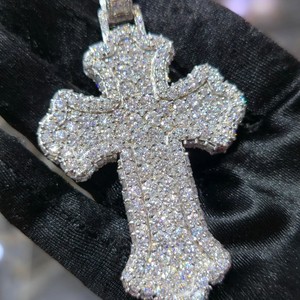 925 Sterling <b>Silver</b> Moissanite Christian Cross Pendant Rose Gold Plated Claw Set Unisex <b>Charm</b> Jewelry for Gift Party - Product Image 5