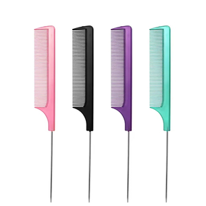Hair <b>Comb</b> Solid Color Professional Stainless Steel Needle Pointed Tail <b>Comb</b> Styling <b>Comb</b> <b>Heat</b> Resistant Anti Static Tail Curved - Product Image 6