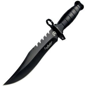 Coltello a lama fissa in acciaio inossidabile ad alto tenore di carbonio nero con fodero in nylon antiscivolo per campeggio, caccia, sopravvivenza, tattico, EDC - Product Image 1