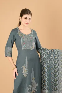 Safaa Winter Premium Acrowool Woven Unstitched Ladies <b>Dress</b> Material with Stole <b>woollen</b> suits <b>dress</b> material Winter - Product Image 4