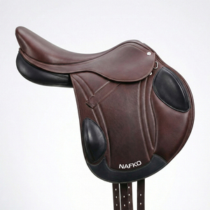 Silla de montar de cuero antideslizante de alta calidad para salto ecuestre y cross-country, productos de carreras de caballos ingleses de la India - Product Image 1