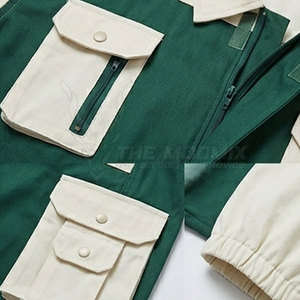 Combinaison de mécanicien verte et blanche avec plusieurs poches, respirante, en polyester, construction durable, uniforme pour une utilisation en extérieur - Product Image 4