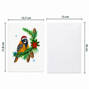 En gros, Carte de vœux en papier de haute qualité, motif oiseau de Noël vietnamien en quilling, avec enveloppe, faite main, impression numérique personnalisée - Product Image 2