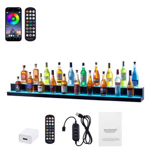 Espositore per Bottiglie di Liquori a 2 Livelli da 72 Pollici con Illuminazione LED, Scaffale Commerciale per Bar Domestico, Espositore Illuminato per Whisky e Vini - Product Image 1