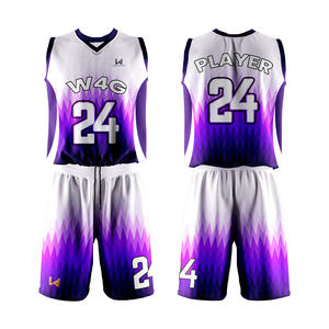 Ensemble de shorts et maillot de basket personnalisés avec logo d'équipe, impression par sublimation, 100% polyester, respirant et anti-transpiration - Product Image 3