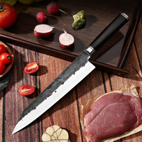 Couteaux de cuisine en acier à haute teneur en carbone, couteau de chef Kiritsuke forgé à la main de style japonais en acier Damas pour trancher la viande