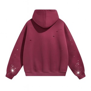 เสื้อฮู้ดโอเวอร์ไซส์ ตกแต่งด้วยคริสตัล สีพื้น มีกระเป๋าหน้า ใส่ได้ทั้งชายและหญิง เหมาะสำหรับฤดูใบไม้ร่วง แขนเสื้อปกติ ผ้าเฟรนช์เทอร์รี่ - Product Image 6