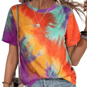 Camiseta Oversize de Algodón 100% con Tie-Dye para Mujer, Colores Personalizados, Logo, Cuello Redondo, Manga Corta, Ecológica, para Ropa Urbana de Verano - Product Image 6
