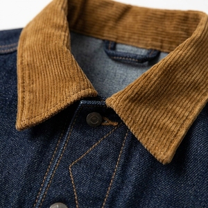 Chaqueta de Mezclilla Azul Oscuro Sólido para Hombre de Alta Calidad |   Chaqueta Trucker Vintage Lavada con Cierre de Botones |   Casual de Otoño OEM/ODM - Product Image 5