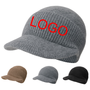 หมวกบีนนี่ไหมพรมผู้ชายสุดหรูสำหรับฤดูหนาว หมวกกันหนาวสำหรับเล่นกีฬากลางแจ้งในฤดูใบไม้ร่วง อุ่น นุ่ม เหมาะสำหรับเล่นสกี มีปีกหมวก ปรับแต่งได้ แฟชั่น - Product Image 1