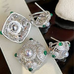 Pendientes de Perlas de Agua Dulce Rectangulares Vintage de 11-12 mm, Elegantes, de Plata S925 para Mujer - Product Image 3