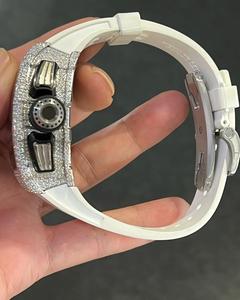 Reloj Cronógrafo de Lujo con Diamantes Incrustados, Diseño Esqueleto, Edición Limitada, Estilo Hip Hop Vintage, Correa de Goma de 20mm - Product Image 2