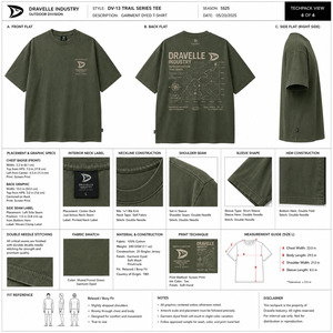 เสื้อยืดผ้าฝ้ายโอเวอร์ไซส์สำหรับผู้ชายแขนสั้นชุดกลางแจ้งแบบแยกส่วน DV-13สีเขียวมะกอก - Product Image 5