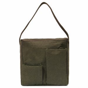 Sac fourre-tout de voyage en toile de coton biologique ciré certifié GOTS 390 GSM avec poches zippées 27 x 27 x 20 cm Vente en gros OEM - Product Image 2