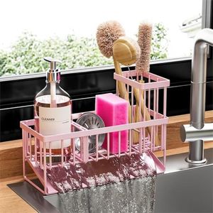 Organizzatore per Lavello da Cucina con Portaspazzole e Portaspugne, in Acciaio Inox 304 Antiruggine, Rosa, per Piano di Lavoro - Product Image 5