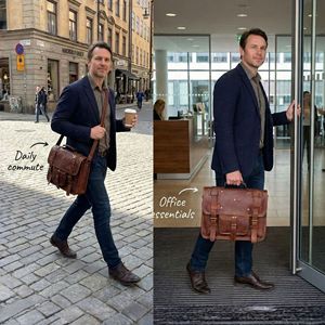 Men Genuine Leather Laptop Briefcase, Business Office Messenger Bag, Professional Shoulder Work Bag - Product Image 2