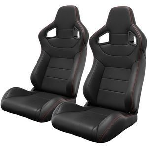 2 pz punto rosso universale in pelle PVC secchio Racing sedili reclinabili in pelle carbonio Look posteriore regolabile Slider Set - Product Image 6
