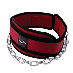 Custom Logo Strong Heavy Duty Adjustable Padded Cowhide Dip Belt with Steel <b>Chain</b> for Weighted Pull-Ups Chin-Ups & Dips - Product Image 4