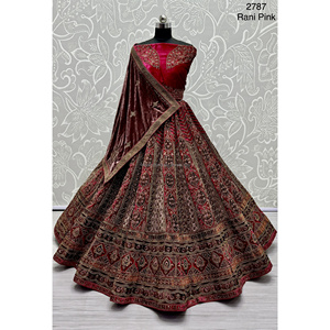 Collections de velours de vêtements de mariée indiens pour la mariée avec le travail de Zarkhan par Fabzone - Product Image 4