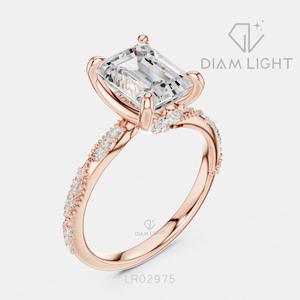 Bague de fiançailles en or blanc 14 carats avec diamant de laboratoire taille émeraude 2,56 carats, couleur F+, clarté VS+, certifiée IGI, idéale pour un cadeau - Product Image 6