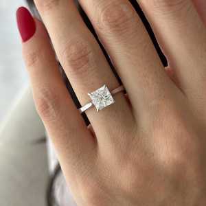 2 Carat D VVS2 Princess Cut Lab Grown <b>Diamond</b> Solitaire <b>Ring</b> , Tapered Cathedral Engagement <b>Ring</b> , IGI Certified - Product Image 4