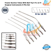 Ensemble de 6 tubes d'aspiration Frazier de conception supérieure, instruments ORL en acier inoxydable, source d'alimentation manuelle, qualité chirurgicale médicale |   OMI