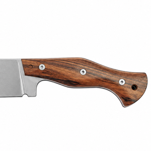 Cuchillos de caza de hoja fija con hoja de punta ancha plateada satinada y mango de madera marrón para acampar al aire libre y bushcraft - Product Image 2