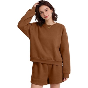 New Fashion High Street Style 2 Piece Shorts <b>Twin</b> <b>Set</b> Tracksuit Top Selling Breathable Knitted Fleece Sweatshirts & Shorts <b>Sets</b> - Product Image 1