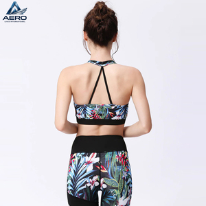 OEM Wholesale Rate Women Fitness Wear Dark Floral <b>Leaf</b> Pattern Athletic Workout Apparel High Support Running Yoga Activewear Bra - Product Image 2