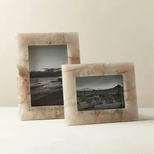 Premium Handcrafted Marble Inlay Photo <b>Frame</b> Elegant <b>White</b> Stone Floral Vine Design for Lightweight for Home Office Hotel - Product Image 5