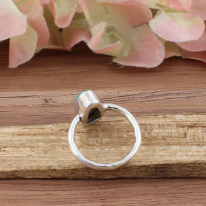 Bague de mariage en larimar bleu naturel, argent sterling 925, pierre précieuse bleu océan délicate, bijoux artisanaux minimalistes pour femmes, vente en gros - Product Image 5