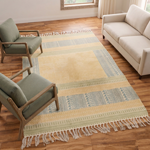 Alfombra de Algodón Bohemia Minimalista, Suave, Tejida a Mano, Ecológica, Antideslizante, Lavable, con Patrón Geométrico - Product Image 4