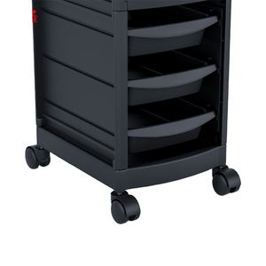 Chariot de rangement roulant professionnel moderne à 6 niveaux en acier inoxydable avec support pour sèche-cheveux et logo personnalisé pour salon de beauté - Product Image 2
