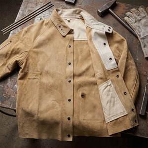 Chaqueta de Soldador de Cuero Vacuno Reforzado de Primera Calidad, ANSI Clase 1, EN ISO 20471 Clase 1, Características de Seguridad Reflectantes - Product Image 5