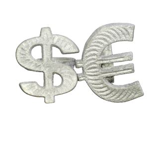 Anneau de serviette en aluminium avec symboles de devises (Dollar et Euro), pièce unique, pour décoration de table de gala professionnel - Product Image 1