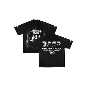 Camiseta Negra de Manga Corta para Hombre con Estampado Frontal, Estilo Urbano, Corte Regular, Cuello Redondo, Algodón Jersey - Product Image 1