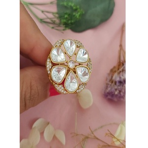 Exquisite Premium Quality <b>Brass</b> Gold Plated Zircon Beautiful <b>Ring</b> for Party Wear Trendy Collection Women's & Girls - Product Image 1