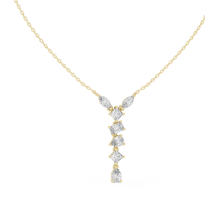 Pendentif en or jaune avec diamants et pierres multiples, collier goutte, bijoux pour femme (formes marquise, poire, baguette, ovale) - Product Image 6