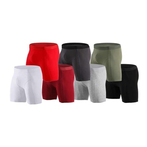 Men's Solid Color <b>Compression</b> Shorts Mid Waist Elastic Waist Breathable Knitted Spandex Cotton Casual <b>Underwear</b> - Product Image 4