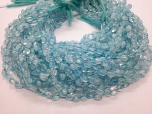 Perles ovales lisses en aigue-marine naturelle, 6-7 mm, perles de pierres précieuses en aigue-marine, 13 pouces, perles ovales en aigue-marine, perles en aigue-marine - Product Image 6