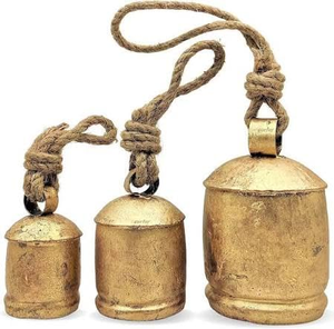 Juego de 3 Campanas de Metal Vintage, Campanas Rústicas de Latón Hechas a Mano con Cuerda, Campanas Navideñas de Estilo Rústico para Decoración del Hogar - Product Image 4
