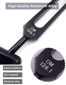 Ensemble de diapasons OM 136,1 Hz de haute qualité avec marteau |   Diapason de guérison sonore en acier inoxydable et aluminium avec revêtement noir, manuel - Product Image 3