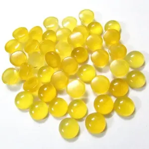 Super Fine Quality Natural Yellow Chalcedony 4mm Round Smooth Cabochons Wholesale loose Gemstone Factory Customized Cut Size