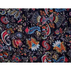 Couvre-lit Kantha indien fait main en coton, imprimé d'oiseaux, décoration intérieure indienne, vente en gros - Product Image 2