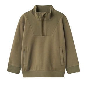 Sweat-shirt unisexe à demi-zip, couleur unie, style français, coupe ample, col montant, décontracté, pour l'automne - Product Image 6
