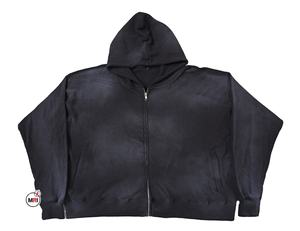 Custom High Quality Streetwear Boxy Fit <b>Hoodie</b> Cotton Fleece Blank Zip up Vintage Wash Hodies for Woman <b>Knitted</b> - Product Image 1