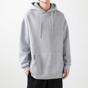 เสื้อฮู้ดซิปผู้ชายทรงโอเวอร์ไซส์ สีเทาล้วน ผ้าเฟรนช์เทอร์รี่ สวมใส่สบายๆ ในฤดูใบไม้ร่วง น้ำหนัก 500 กรัม ถักทอจากผ้าฝ้าย 100% ไม่หดตัว - Product Image 6