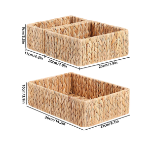 Handwoven Natural Water Hyacinth Decorative <b>Storage</b> <b>Baskets</b> for Organizing for <b>Bathroom</b> Bedroom Kitchen from Vietnam - Product Image 3