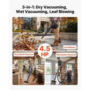 11 Gallon 3-in-1 <b>Portable</b> Shop Vac 4.5 Peak HP Wet Dry <b>Vacuum</b> Cleaner with Dual-Filter 1350W Input Power Blower - Product Image 2