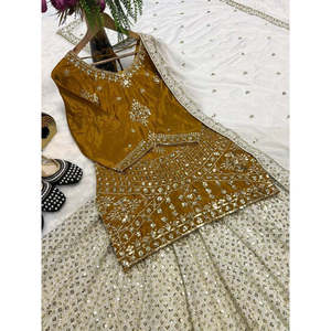 Fancy <b>Top</b> Lehenga for Weddings Features Embroidery Sequence Zari Work - Product Image 3